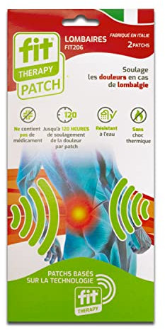 FIT THERAPY Patch Chauffant Dos Lombaire, Patch Anti Douleur sans médicaments, dure 5 jours - Patch Douleur dos - Dispositif médical - Soulage les douleurs musculaires et articulaires - 2 pansements