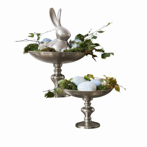 Loberon Schale 2er Set Helfa, antiksilber | Zwei Größen, pokalartige Form, Tischdekoration, Ostertafel, Ostern, Osterdekoration, Aluminiumguss