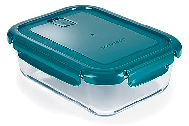 nutrifresh Airclip 1.5L - Glass Food Container with Lid - Airtight Glass Meal Prep Storage Container - Leak Proof & BPA Free