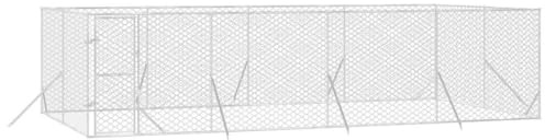 vidaXL Chenil d'extérieur pour Chiens argenté 8x4x2 m Acier galvanisé, chenil pour Chiens, Cage pour Chiens, Cage pour Animaux de Compagnie, Niche