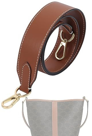 XYJG Vachetta-Leder Schulterriemen, Ersatz-Umhängetaschengurt für Celine Triomphe Canvas Taschen, Tasche Schultergurte (Breite 3,8cm, Länge 90cm, Caramel Farbe, Weiß Nähte)