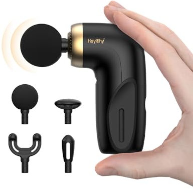 HEYCHY A1 Super Mini Massage Gun, Percussion Deep Tissues Muscle Massager Travel, Compact Sports, Portable Handheld for Office Gifts, Home, Athletes (Black)