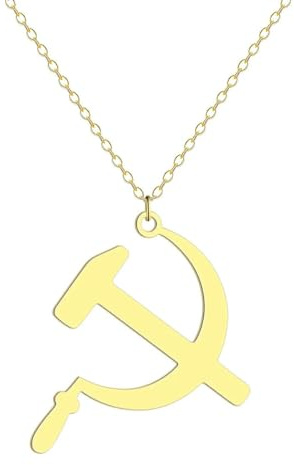 Hokech Marteau et faucille pendentif collier pour femmes filles en acier inoxydable breloque creuse cou chaîne bijoux cadeau