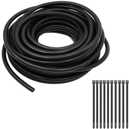 Closed 2pcs 5.2mmx7.2mm Inch Flexible Electrical Tubing-16.4ft Cord Protector Electric Wires Covers, Automotive Wire Flexible Conduit, Plastic Wire Cover with Cable Zip Tie.