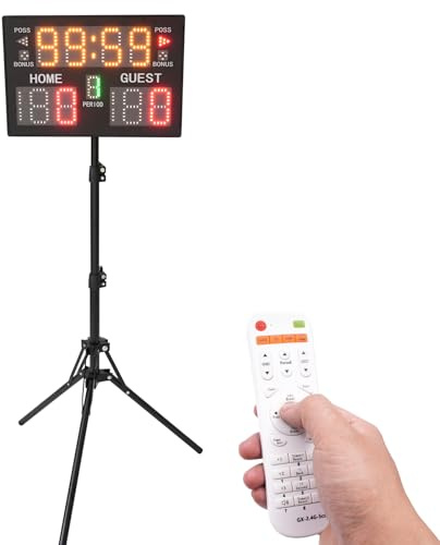 DCSYOG Elektronische LED Anzeigetafel, Multi-Port tragbare Sportanzeigetafel mit Fernbedienung für Wandmontage, Tischanzeigetafel für Basketball, Volleyball, Tischtennis