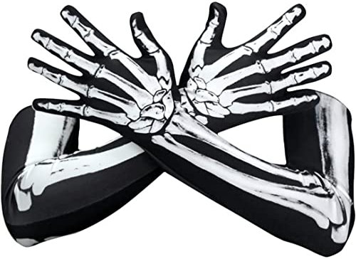 Wedhapy Halloween Skelett Handschuhe mit Langen Armen Totenkopf Klaue Geisterknochen Handschuhe für Halloween Cosplay Party Requisiten Halloween Party Geschenke