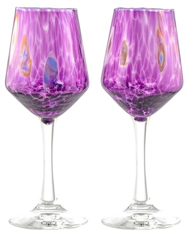 MurArt Calici da Vino in Vetro di Murano Set da 2 bicchieri da 300ml in vetro soffiato a mano in lavorazione artigianale Made in Italy B8