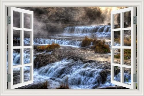 XAONUO Pvc Autoadhesivo Impermeable Papel Tapiz 3D Cascada Arroyo Paisaje 70X50 Fotomural 3D Mural De Personalizar Vinilo Sala De Estar Mural De Arte De Etiqueta De La Pared