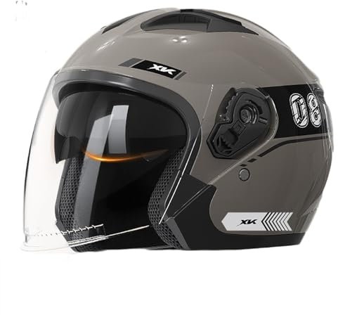 Jethelm mit Doppelvisier | Rollerhelm Fashion Helm | Herren & Damen Helm Motorrad | Jet Helm mit Sonnenblende | ECE/DOT Zertifiziert | Motorradhelm mit Visier B,One Size(54-61CM)