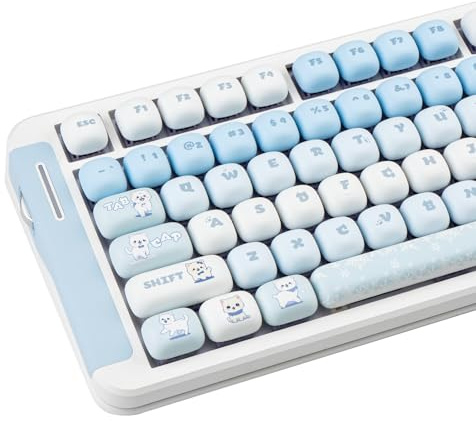 TIMSEKER Cute PBT Keycaps, MOG Profile, Blue Cat Design, 140 Keys, Universal Compatibility | Dye Sublimation Thick Keycap, 140 Keys Novelty Custom Keycap for Gateron Cherry MX Switches Mechanical Gaming Keyboard