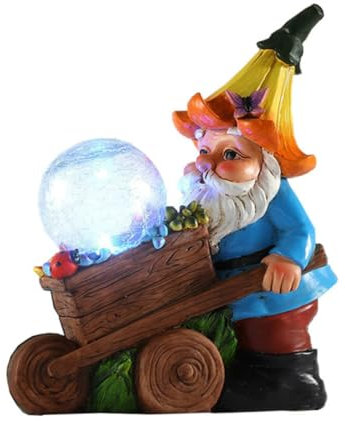 SUPVOX Solar-Powered Ball Statue Light for Garden Outdoor Decor Gnome Lawn Lamp Resin Dwarf Statue Solar Garden Ornaments