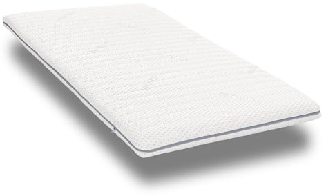 Sleezzz Supportho Surmatelas de qualité supérieure en mousse froide à élasticité ponctuelle Dureté H3 Blanc avec housse antibactérienne (90 x 200 cm)