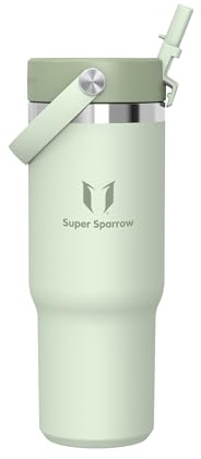 Sparrow Trinkflasche Edelstahl - Twistpath Thermosflasche mit Flex-Strohhalmdeckel - 900ml - BPA-frei Thermobecher & Auslaufsichere Thermoskanne - Kompatibel mit gängigen PKW-Getränkehaltern