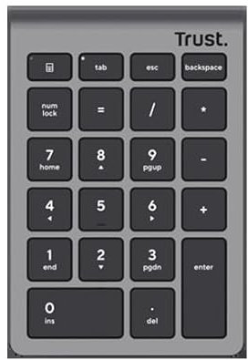 Trust Xalas Wireless Numpad Number Keypad for Laptop and Desktop PC, 22 Keys, 2.4GHz USB Micro Receiver, Slim Number Pad for Compact TKL Keyboards, Wireless Numeric Keyboard Data Analysis Accounting