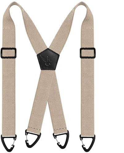 Fevaeno Hosenträger Herren Breit 4cm mit Anti-Rutsch Schnalle XBeige
