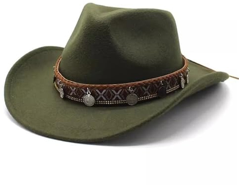 SLEDEZ Klassisk topp hatt för män Western Cowboy Melonhatt för män och kvinnor, filt jazzhatt (färg 4)