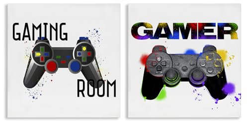 Stupell Industries Retro Gaming Room Control 2-teiliges Leinwand-Wandkunst-Set, Design von Kim Allen, Marcus Prime, 61 x 61 cm