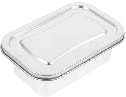 FUNNETOYU Caja de Acero Inoxidable para Helados de 2600ml Tapa Hermética, Fácil de Limpiar y Conservar Frescura Refrigerador y Congelador