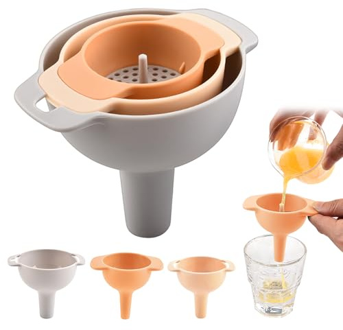 Embudo pequeño de cocina 4 en 1 para llenar botellas con filtro colador desmontable, embudos de aceite de plástico, accesorios para el hogar, juego de embudo de aceite (naranja)