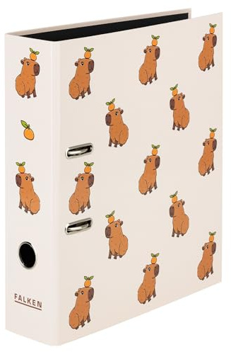 Original Falken motivmapp Capybara. Tillverkat i Tyskland. 8 cm bred DIN A4 svart innerspegel ringpärm mapp brevmapp kontorsmapp plastmapp motivmapp sociala medier