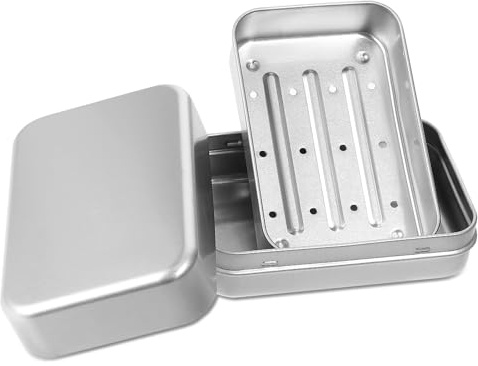 Tyqour Aluminum Travel Soap Dish with Lid, Portable Travel Soap Case, Self Draining Travel Metal Soap Tin, Travel Soap Box for Camping Home Bathroom Or Travel