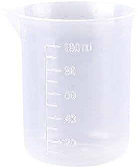 100ml Plastic Measuring Scale Cup, Clear Graduated Liquid Measuring Container Small Beakers Without Handle (1PC)