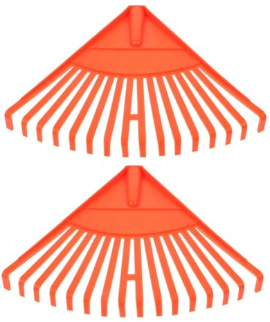 ORFOFE Rastrillo de Jardín Plástico 16 Dientes para Hojas y Césped, 2 Unidades Naranja, Herramienta Manual para Limpieza de Patios y Césped, Uso Intensivo en Jardinería
