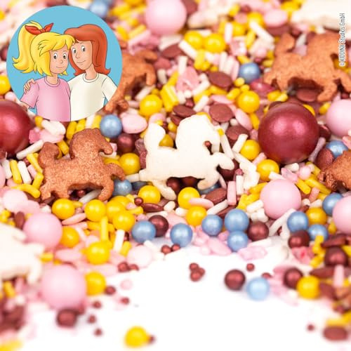 Super Streusel BibiUndTina - Pferde Streusel Kindergeburtstag (90g) | Pferde Streuseldeko für Bibi und Tina Mottoparty, Kuchendeko Reiter Mädchen für Muffins & Cupcakes