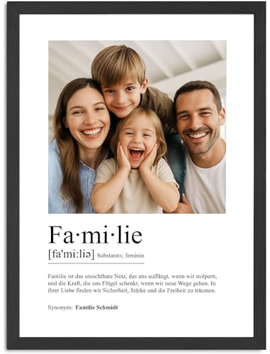 SpecialMe® Definition Poster Familie – personalisiertes Familienposter mit Wunschfoto Text – Geschenk Familie – Wanddeko Wohnzimmer Flur Eingang Weiss