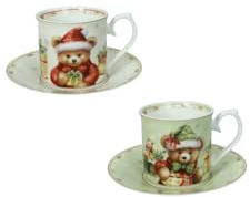 BRANDANI “Coccole” Set 2 tazze con piattino – New Bone China, Ø 15 × 9,5 h cm – Forno, microonde, freezer, lavastoviglie.