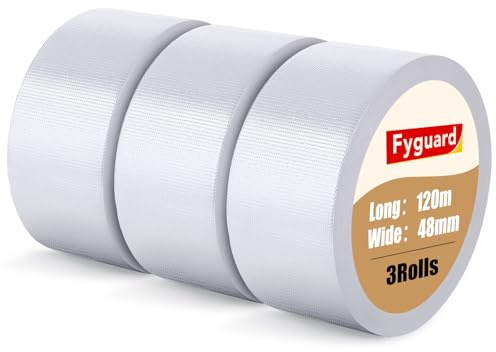 Fyguard 3 Rolls White Duct Tape, 48mm x 40m, Waterproof Gaffa Tape