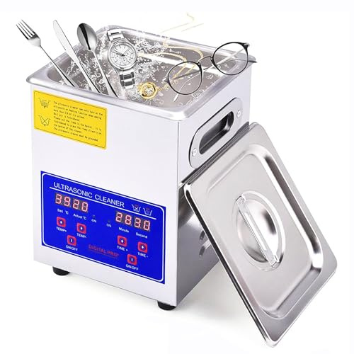 Limpiador ultrasónico de 2 litros, máquina de Limpieza ultrasónica Profesional con Cesta calefactora y Temporizador Digital para joyería, Anillos, Gafas, Correas de Reloj, Monedas, Piezas me
