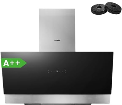 COMFEE' A++ Dunstabzugshaube 90 cm, 867m³/h Luftstrom, Kopffrei Wandhaube Umluft und Abluft, Touchscreen, Gestensteuerung, 4 Geschwindigkeiten, 68dB, LED, ANGJ72B-90PRO-EU