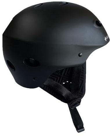 HANA Casque de Protection Nautique Unisexe pour Wakeboard, Paddle, Kite, Kayak | Coque ABS & Mousse EVA | Molette de Réglage & Protège-Tympans Amovibles | Noir