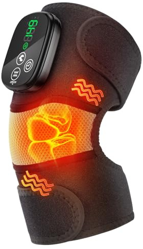 Heating Vibration Knee Support ,Cordless Knee Massager Brace, Multifunctional Heated Massage Brace for Knee Shoulder Elbow, 5000mAh Battery, 6 Heating and Timer Modes, 3 Intensity Levels (1Pack)