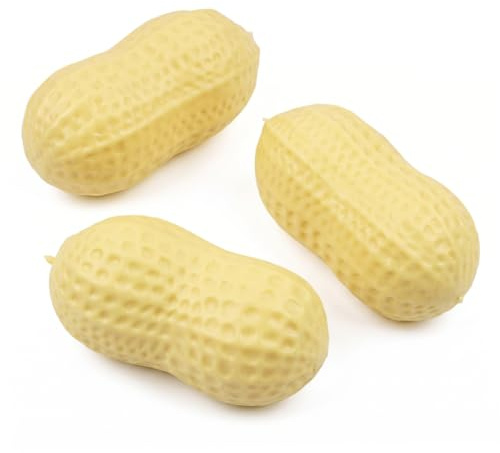 3PCS langsam ansteigender Stressball, realistisches erdnussförmiges sensorisches Zappelspielzeug, weiches, langsam zurückprallendes Quetschspielzeug, gelb, Quetschspielzeug