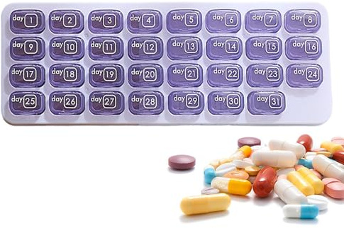 Pillerförvaring för En Hel Månad Medicinförvaringsbehållare | Liten medicinbehållare för Seniorer Resenärer Vårdgivare Daglig rutin Resor Hemmakontor Gym Camping Semester Affärsresor