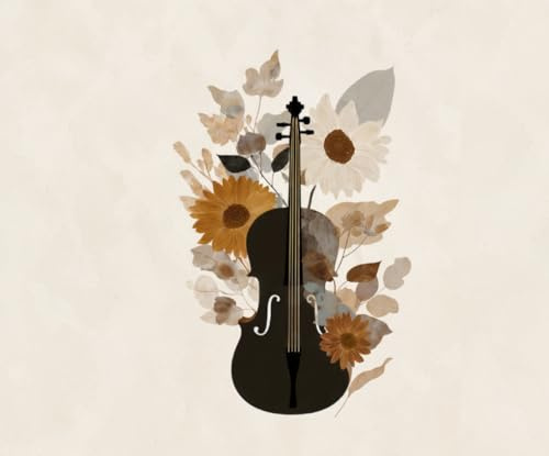 Luxury Music Manuscript Notebook – Botanical Cello Design | 8.2” x 6.8” Sheet Music Journal | 32 Pages of Blank Staff Paper for Musicians, Students & Composers: Music Manuscript Notebook
