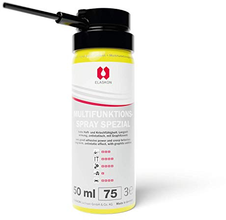 ELASKON Multifunktionsspray für Auto, Motorrad & Haushalt/Schmieröl-Spray als silikonfreies Sprühöl/Graphitiertes Rostlöser-Spray als Schutz vor Verschleiß & Nässe (1 x 50 ml Aerosoldose)
