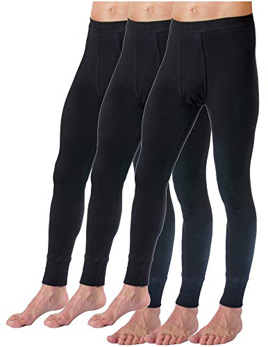 HERMKO 3540 herr långa kalsonger med gylf 3-pack (andra färger) ekologisk bomull, svart, M