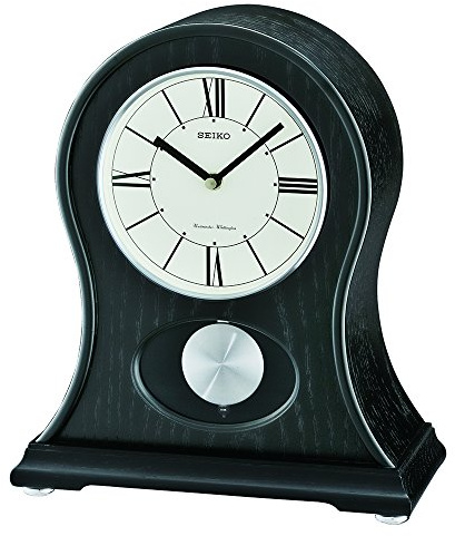 SEIKO QXQ027KLH Oak Westminster/Whittington Chime Mantel Clock, Black, 12.25 x 8.5 x 4.25 Inches