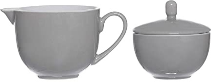 Ritzenhoff & Breker Milch- & Zuckerset Doppio, Grau, Milchkännchen/Gießer 170 ml, Zuckerdose ø 9 cm, aus Porzellan, Spülmaschinengeeignet