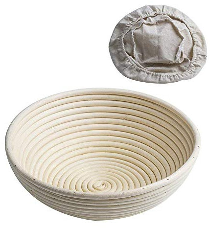 CANDeal 8,5 / 22cm Redondo Banneton Brotform cuenco de ratán para masa de Pan Borradores de aumento(hasta 800g) + Free liner
