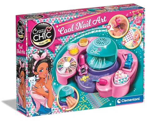 Clementoni - Set per Decorare Unghie Bambina, Crazy Chic Cool Nails, Gioco Creativo, Atelier Unghie con Smalti e Macchina Asciugasmalto, Idea Regalo per Bambine 6 Anni, 18599