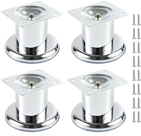 MixDora 4 x Furniture Foot Wardrobe Foot Bed Feet Couch Feet Sofa Feet Furniture Leg Base Chrome (60mm)