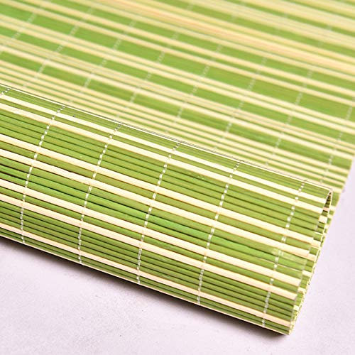 Geovne Balcone Tenda a Rullo in bambù,Tenda Parasole in bambù,Tapparella Avvolgibile bambù con Sistema di Sollevamento,Avvolgibile Bamboo,Larghezza 50-160cm,Verde Bianco (90x100cm/36x39in)