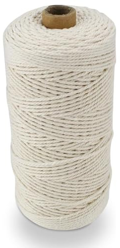 FYSL Weiß Makramee Garn 2 mm x 200 m Natur Baumwollkordel Baumwollgarn Kordel Dicke Macrame Cord für Wandbehang, Blumenampel, Vorhang und DIY Deko Handwerk, 2 Größen