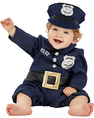 Funidelia | Disfraz de policía para bebé Guardia, Agente, FBI, Profesiones - Disfraz para bebé y divertidos accesorios para Fiestas, Carnaval y Halloween - Talla 0-6 meses - Negro
