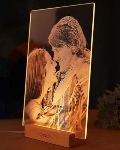 Panorama Lampe Personalisiert Mit Foto 21x30 cm - Originelle Geschenk 3D Fotolampe - Bilder Mit Led Beleuchtung - Nachtlicht Personalisiert aus Glas
