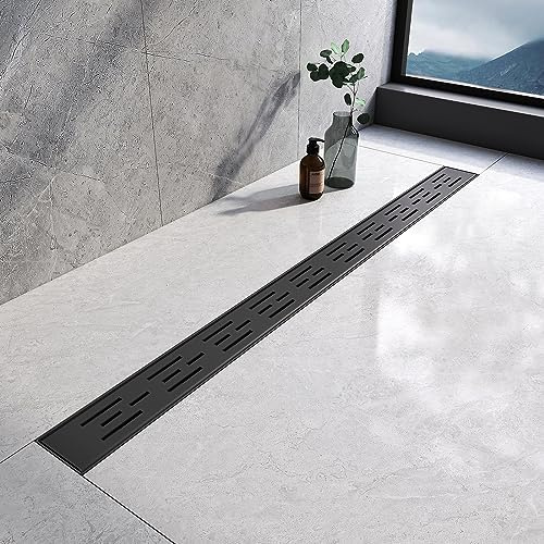 EMKE Drenaje de Ducha Lineal de 900 mm, Acero Inoxidable 304, Drenaje de Suelo de Ducha Invisible Largo con Parada de Olor y colador de Pelo, Drenaje de habitación húmeda para Cocina, baño y baño,